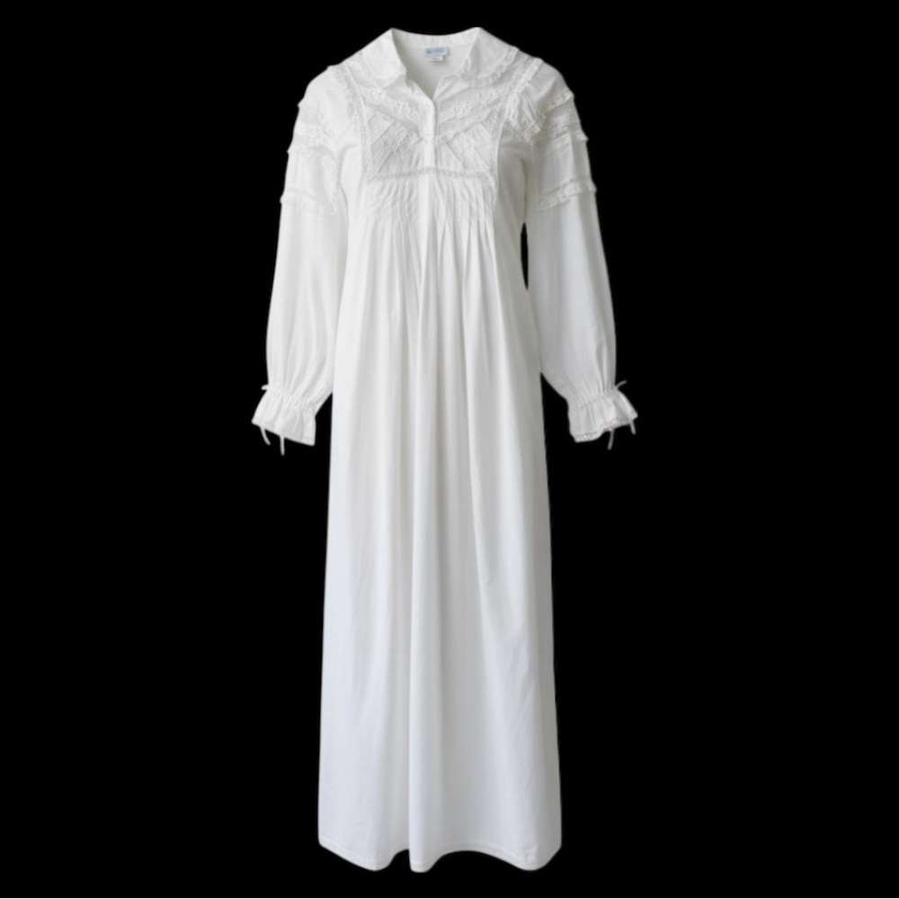 Sarah Beth White Vintage Victorian Inspired Long Sleeve Nightgown Size Small - Picture 2 of 11